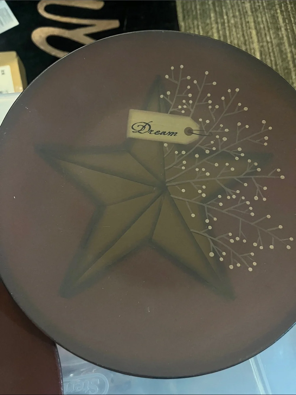 Vintage Hand Painted Decorative Brown Star Plaque Wall Accents (Set of 2)175